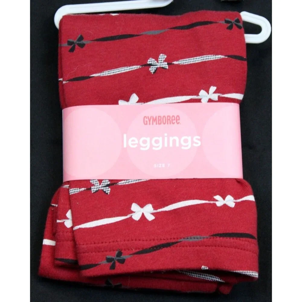 NWT 2008 Gymboree Holiday Friends Bow Leggings sz 7 Red Ribbon Cute Comfort